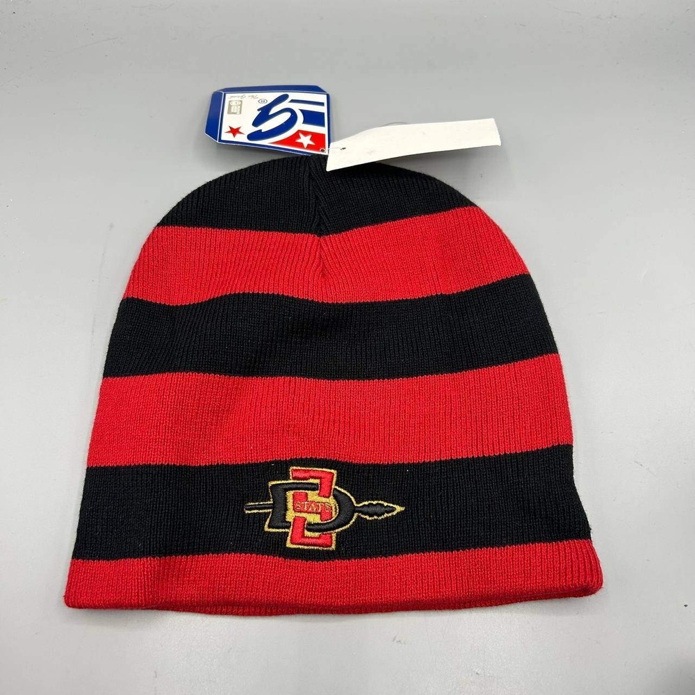 San Diego State Aztecs Hat Men Black Red Striped Knit The Game Beanie Cap New